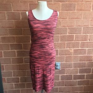 Super Dry Pink and Black Space Dye Midi Tank Dress